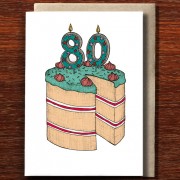 Greeting Card | Eightieth Birthday Cake